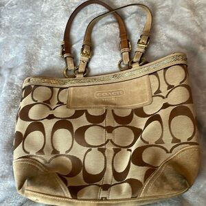 Vintage suede beaded Coach tote